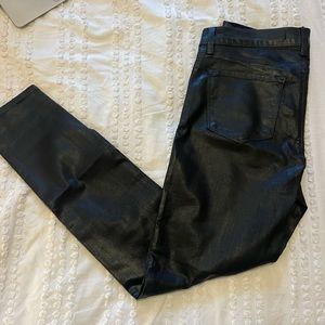 Black leather waxed j-brand pants